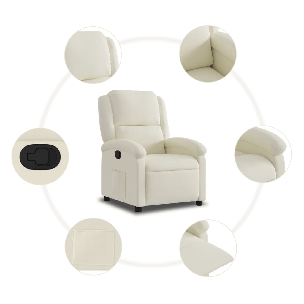 Fauteuil inclinable en velours crème