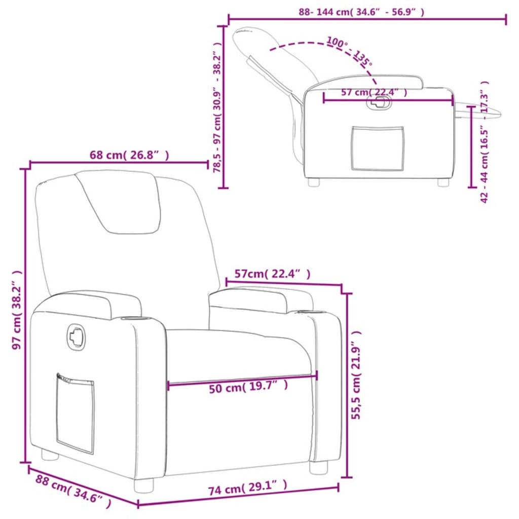 Fauteuil inclinable Gris clair Tissu