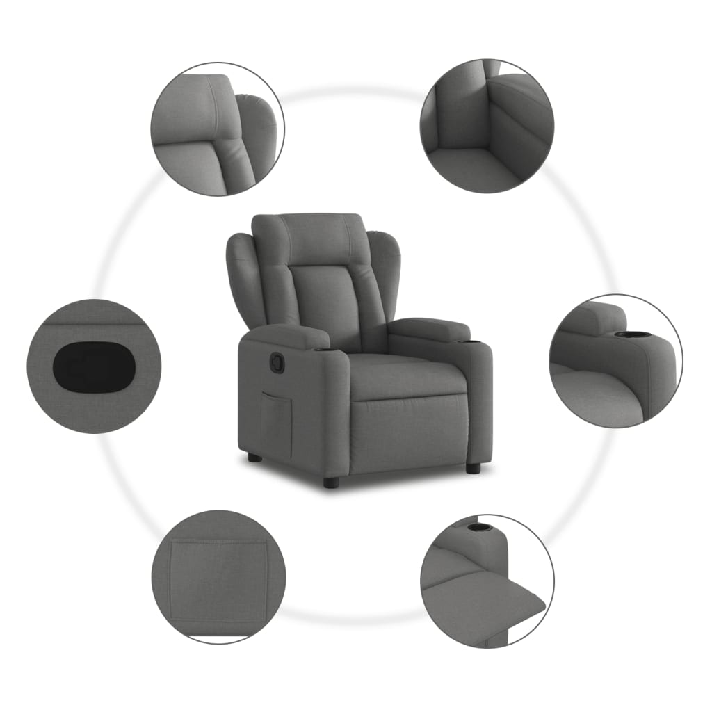 Fauteuil inclinable en tissu gris foncé