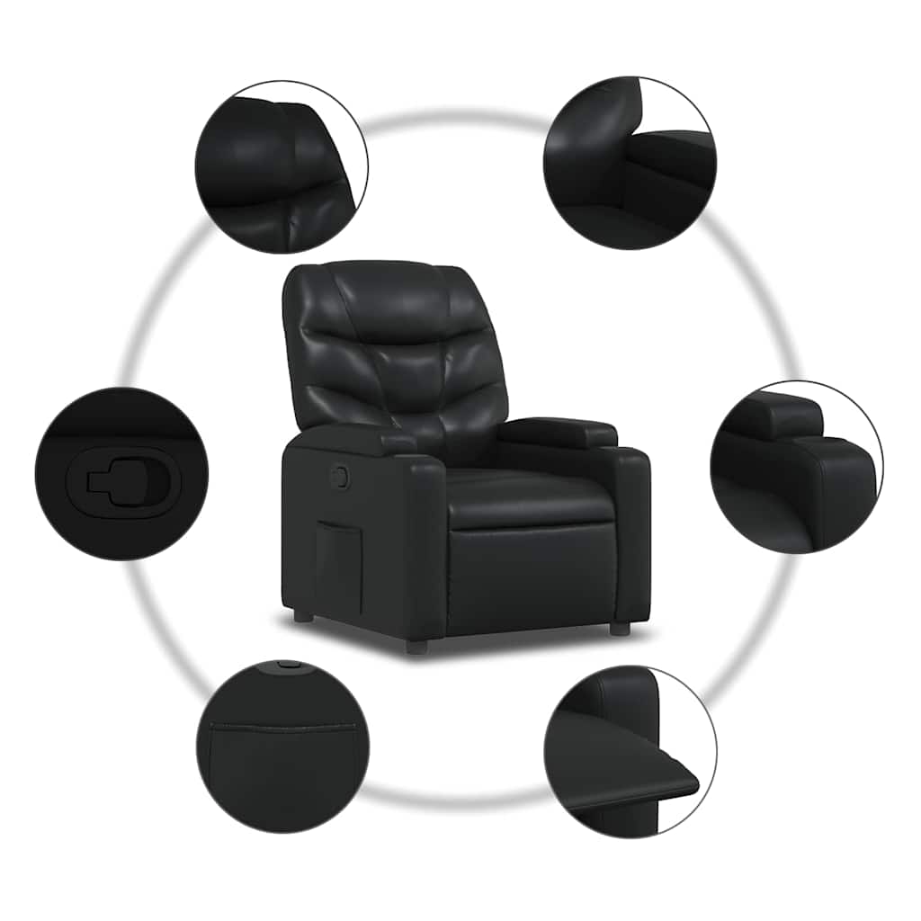 Fauteuil inclinable en similicuir noir
