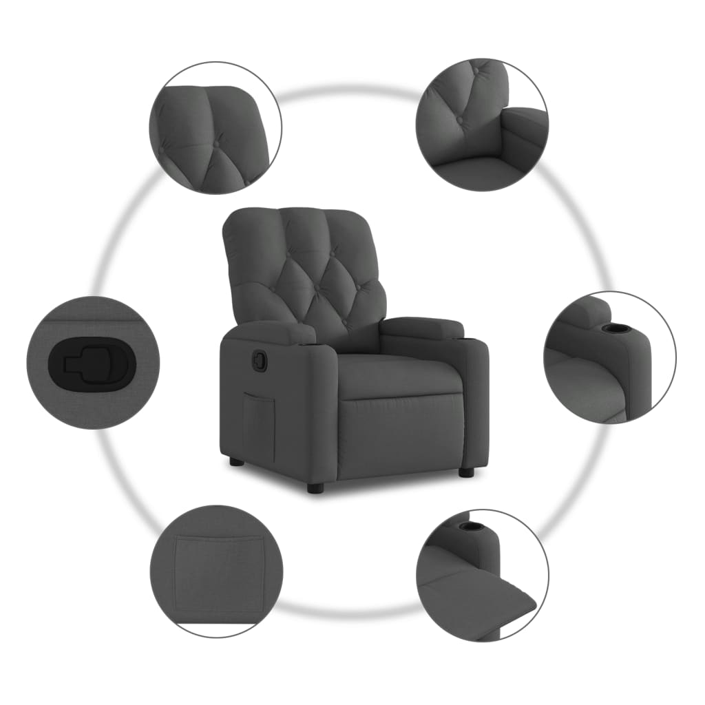 Fauteuil inclinable en tissu gris foncé