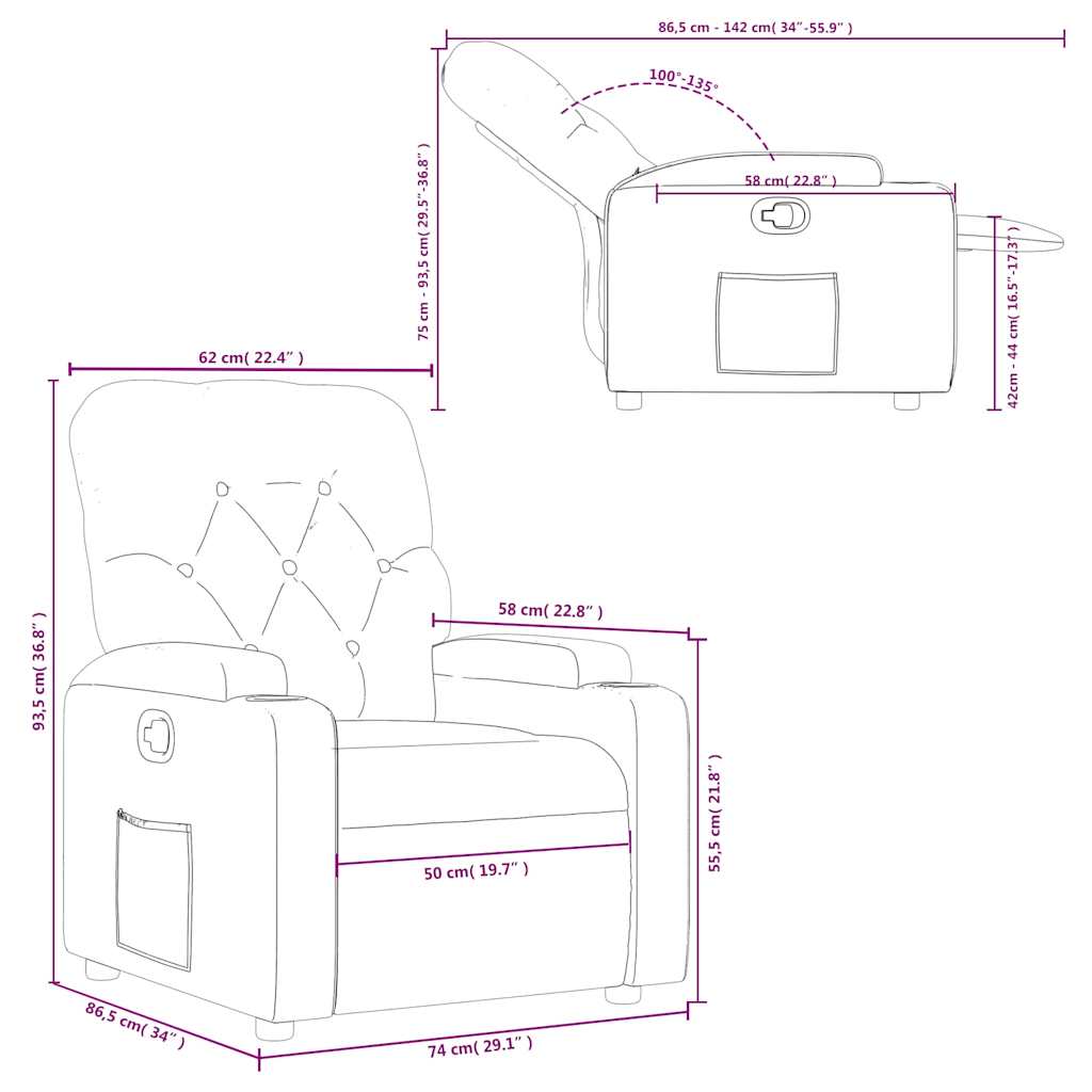 Fauteuil inclinable Marron Tissu