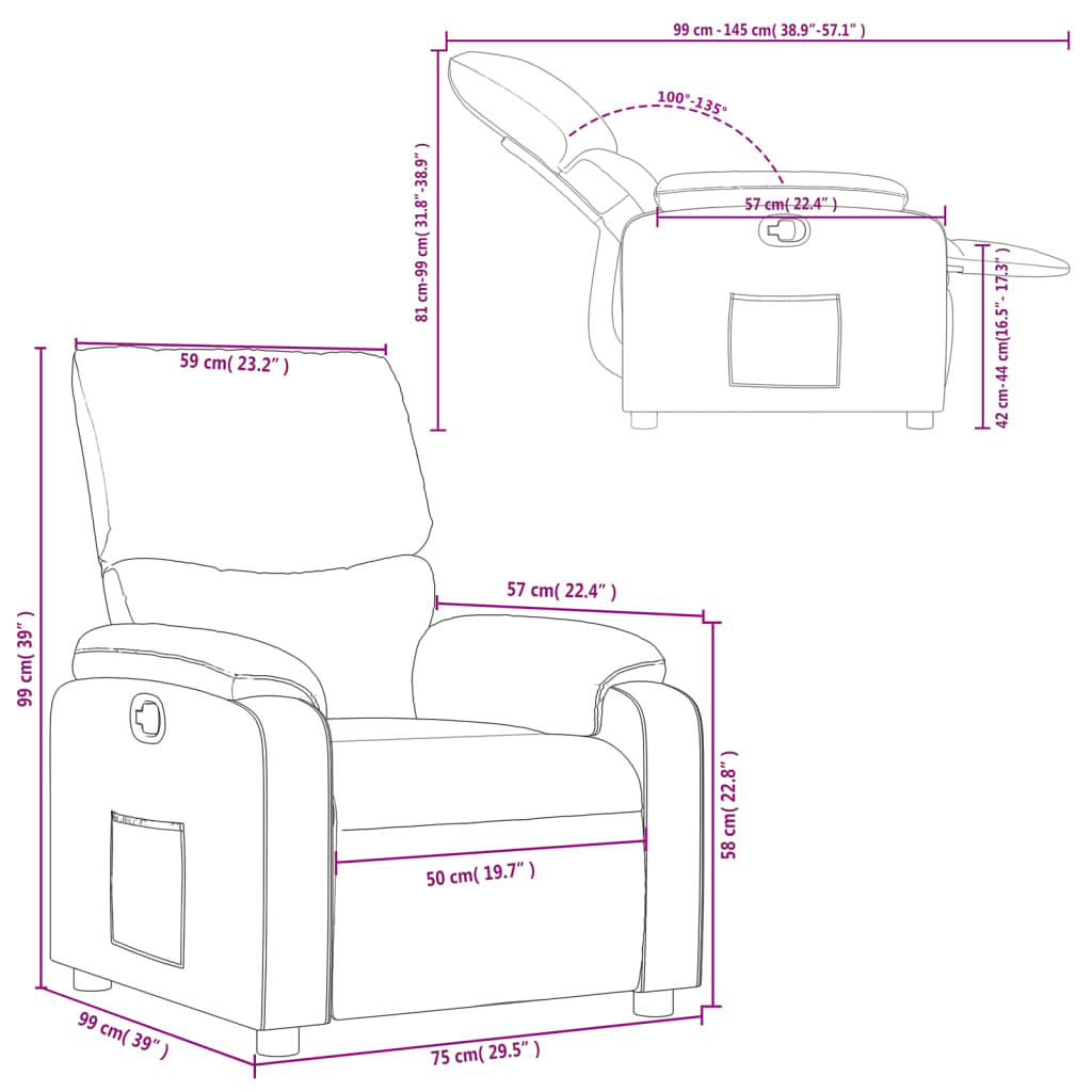 Fauteuil inclinable Marron Tissu