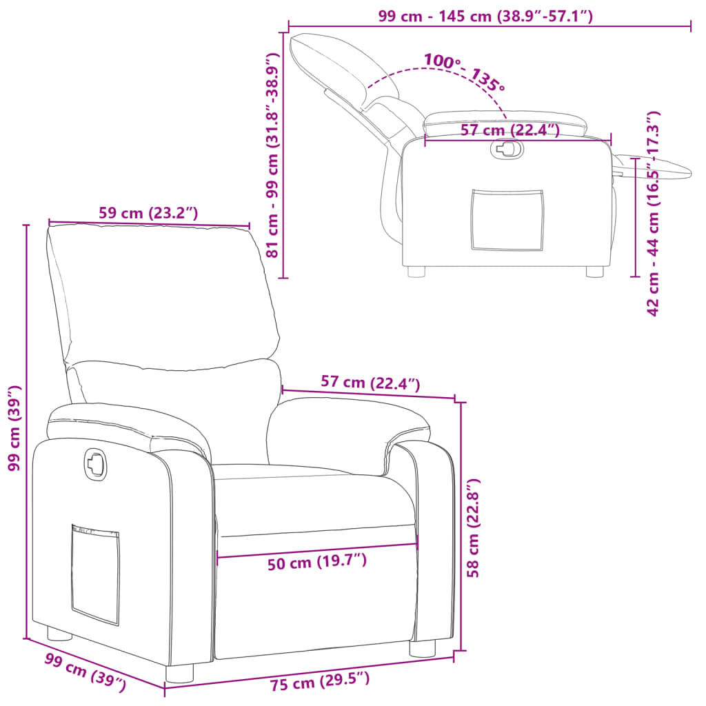 Fauteuil inclinable Noir Similicuir
