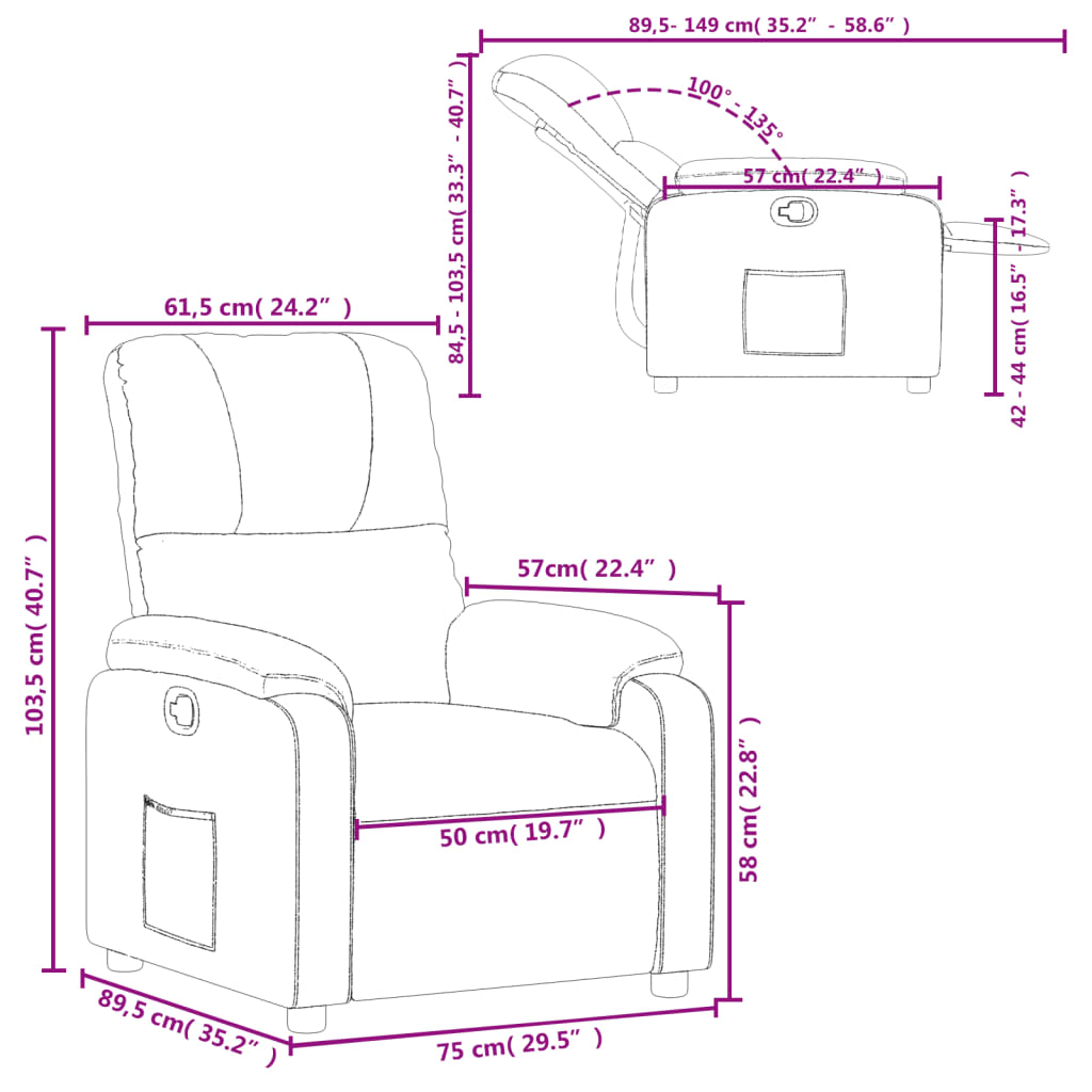 Fauteuil inclinable marron tissu microfibre