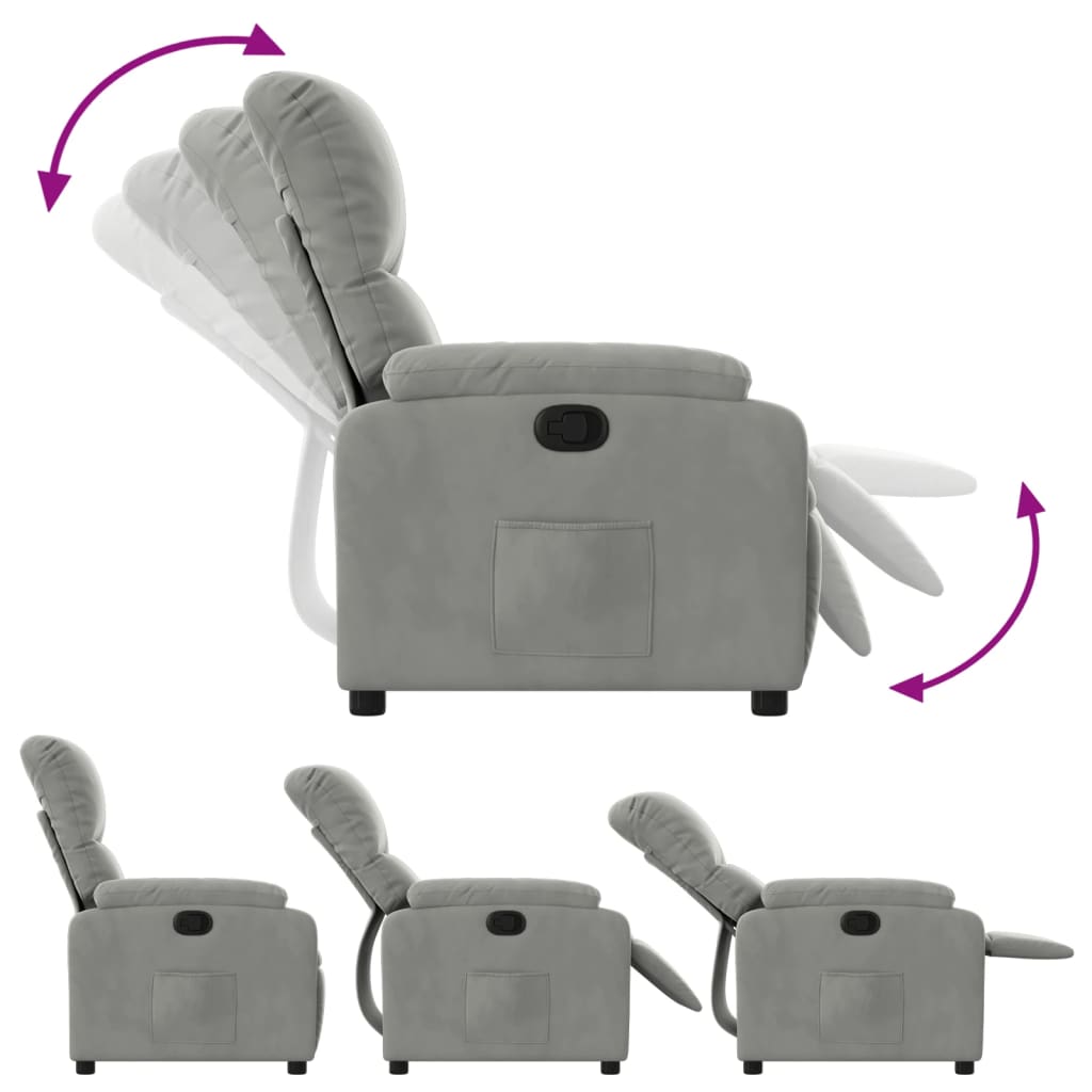 Fauteuil inclinable gris clair tissu microfibre
