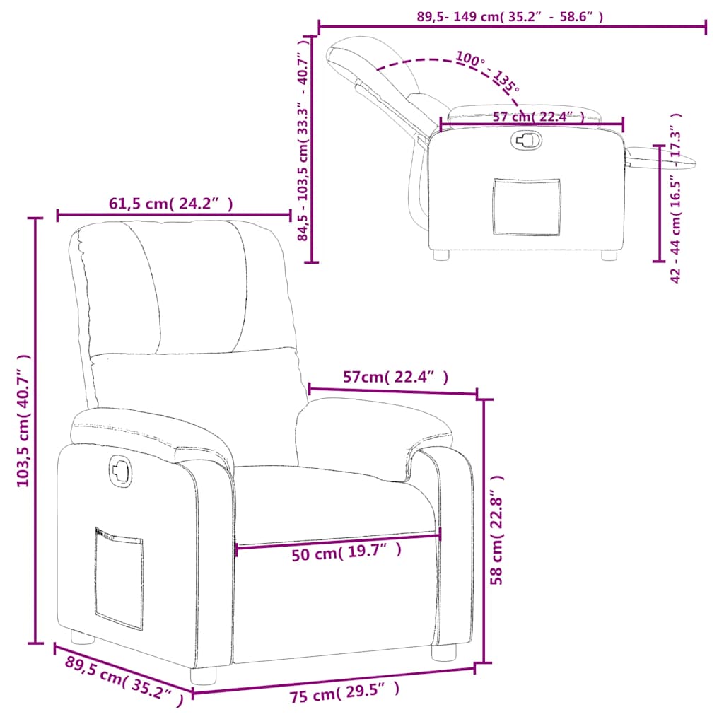 Fauteuil inclinable gris foncé tissu microfibre