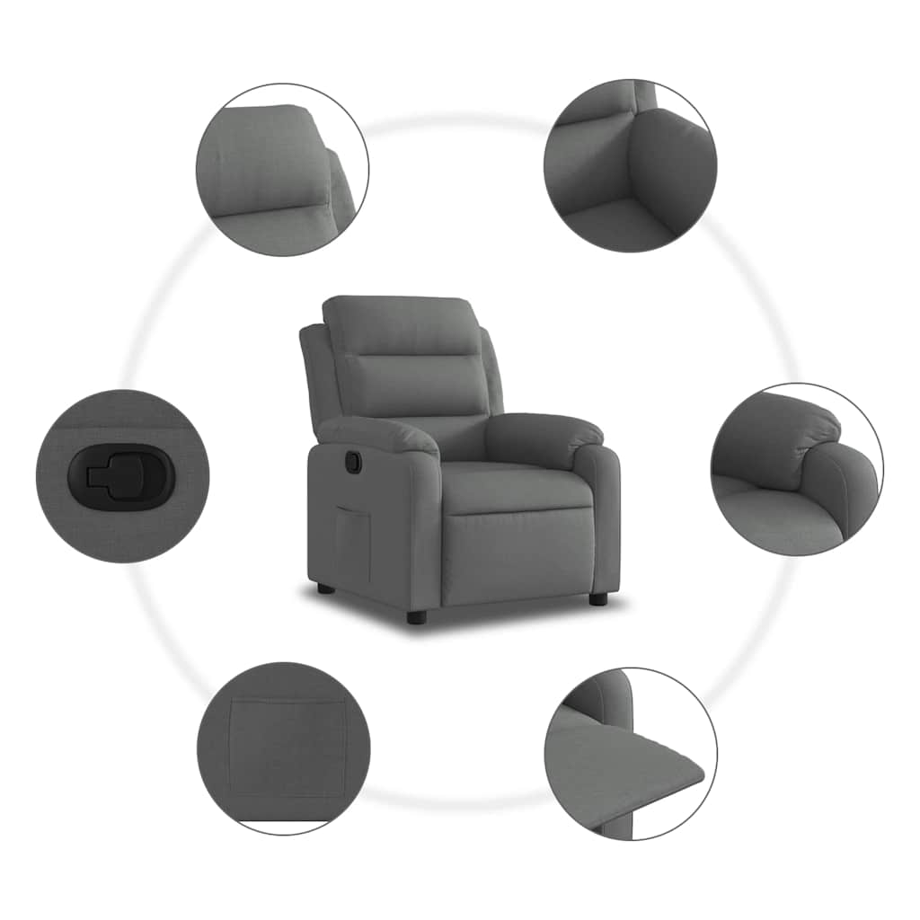 Fauteuil inclinable Gris foncé Tissu