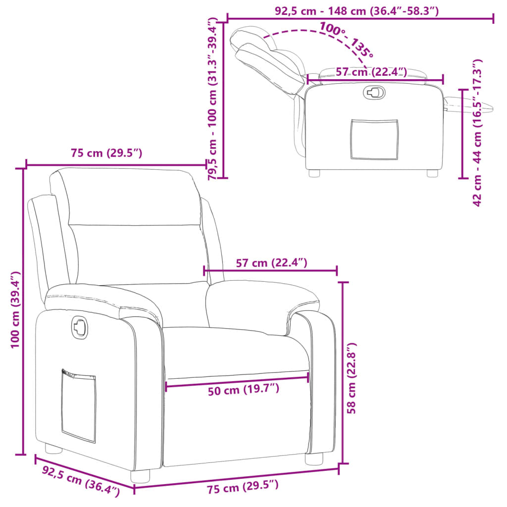 Fauteuil inclinable Noir Similicuir
