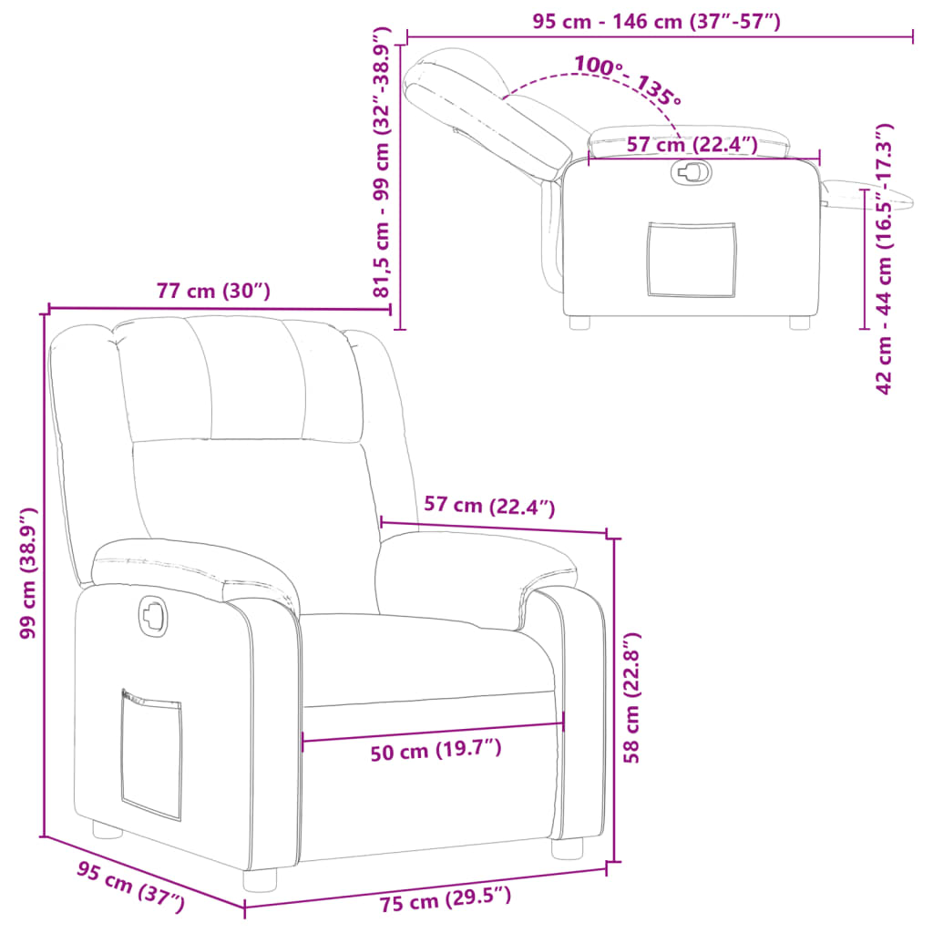 Fauteuil inclinable Noir Similicuir