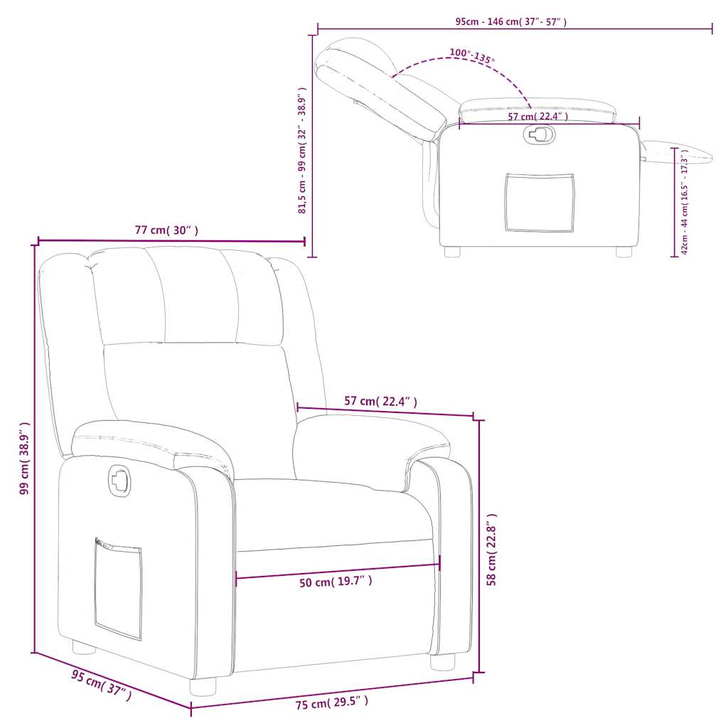 Fauteuil inclinable Gris foncé Tissu