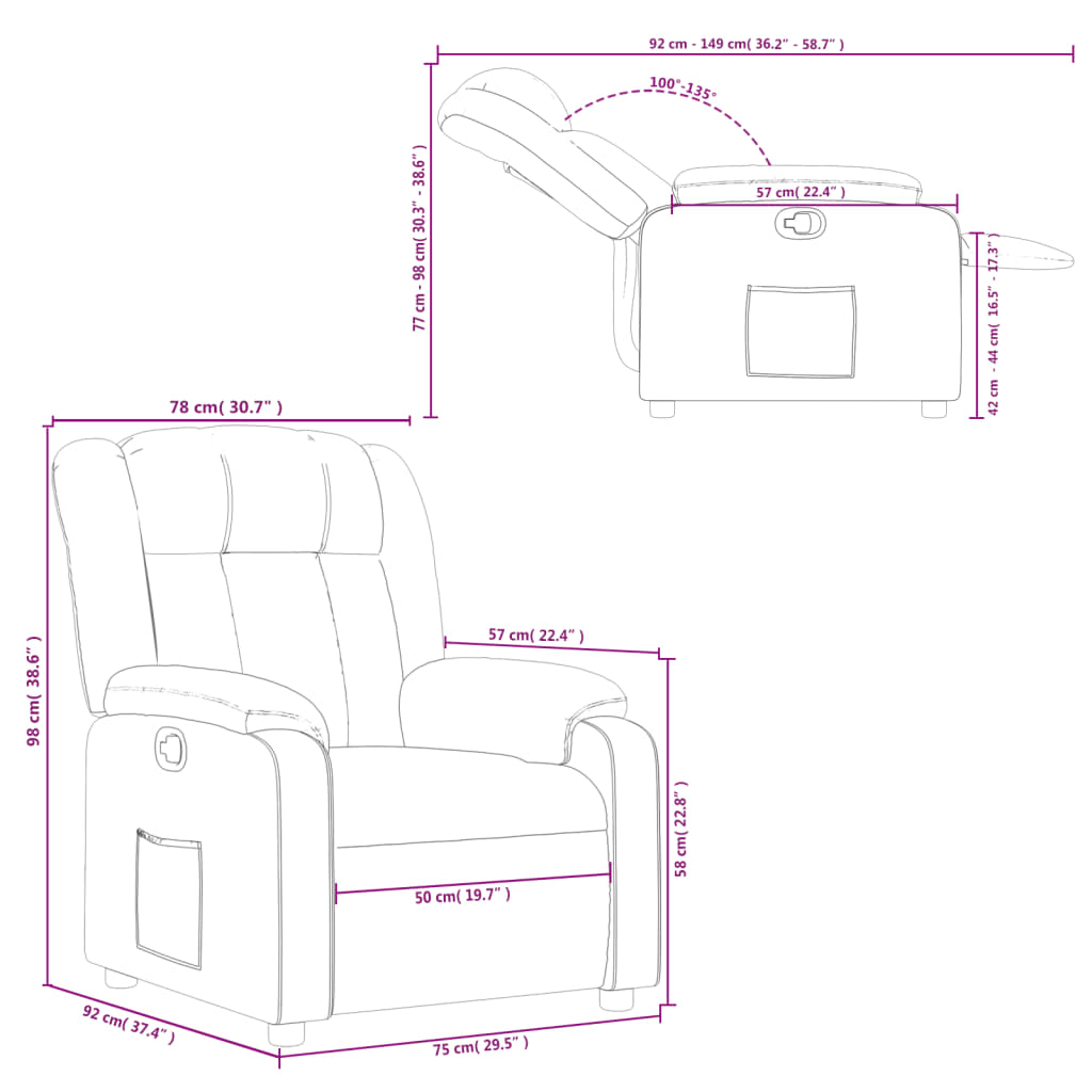 Fauteuil inclinable Marron Tissu