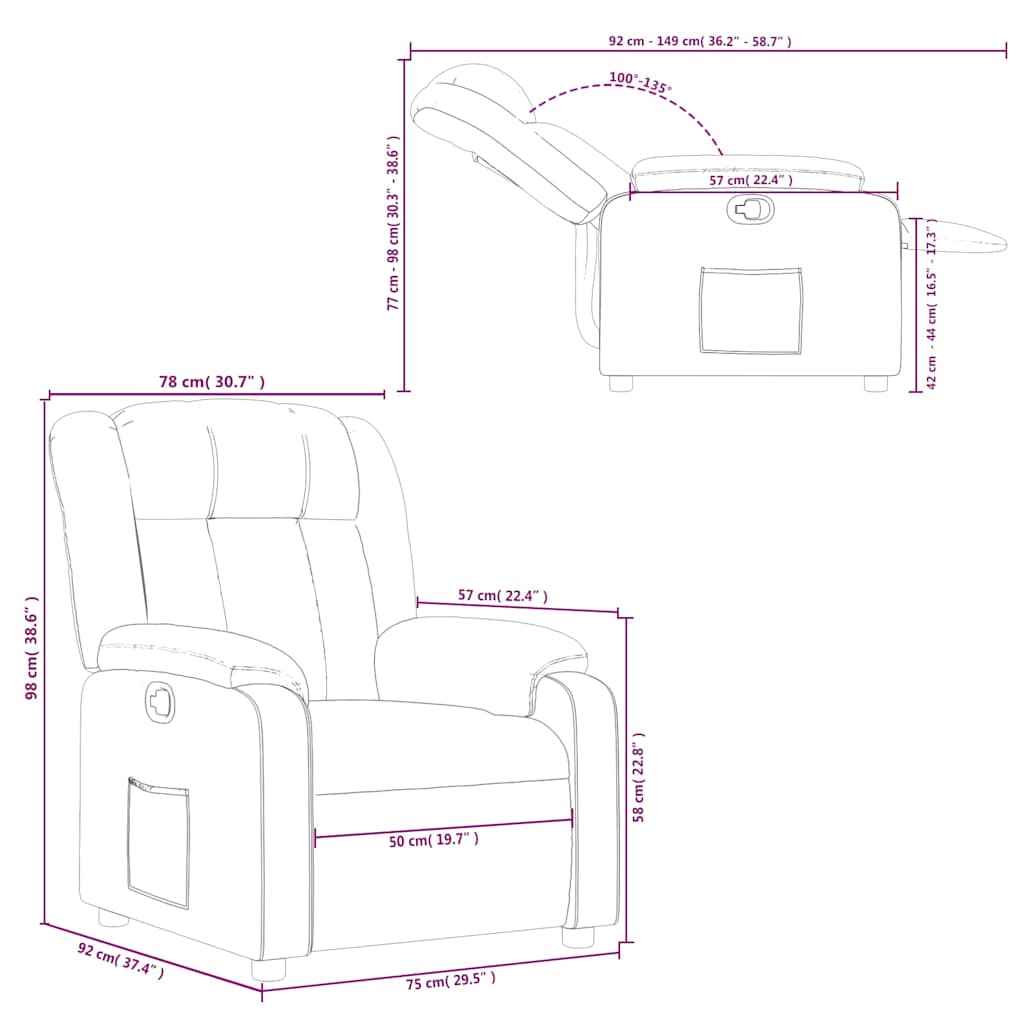 Fauteuil inclinable Marron foncé Tissu