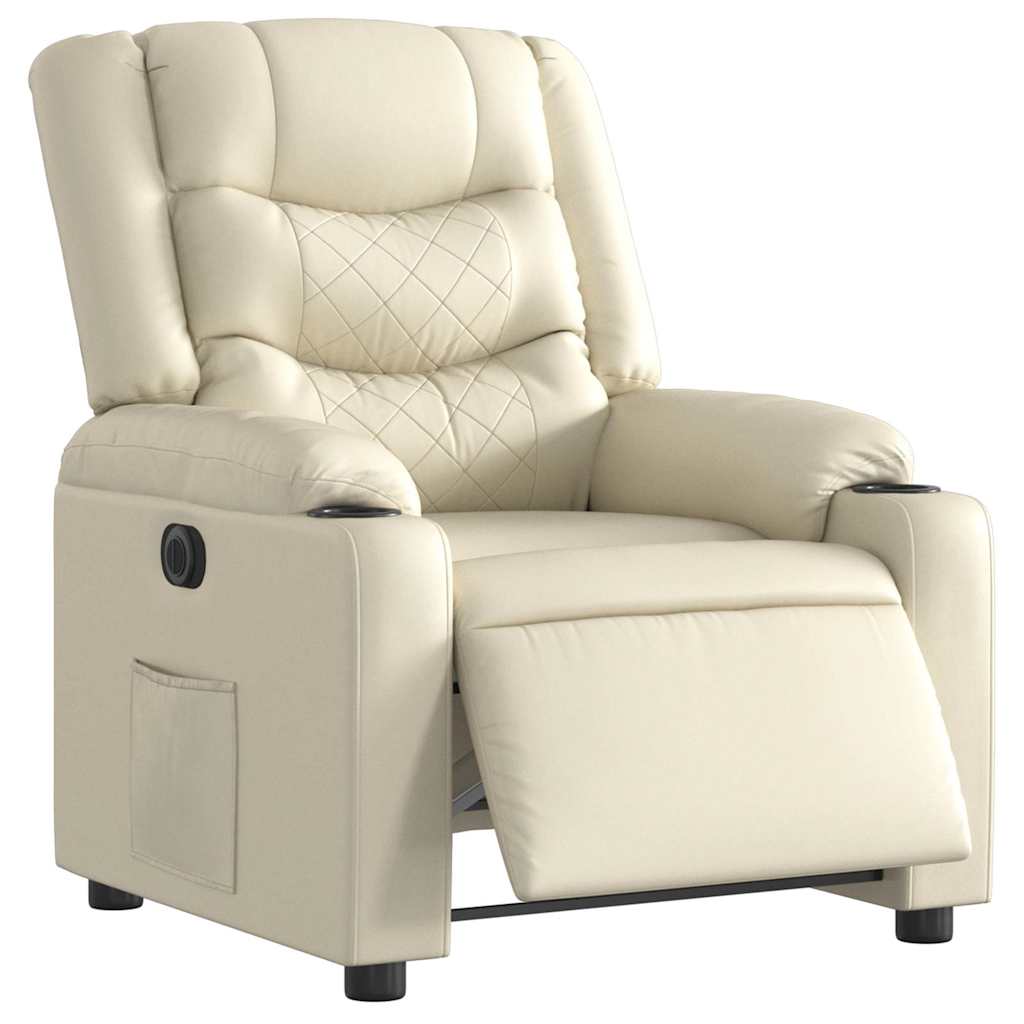 Fauteuil inclinable électrique Crème Similicuir