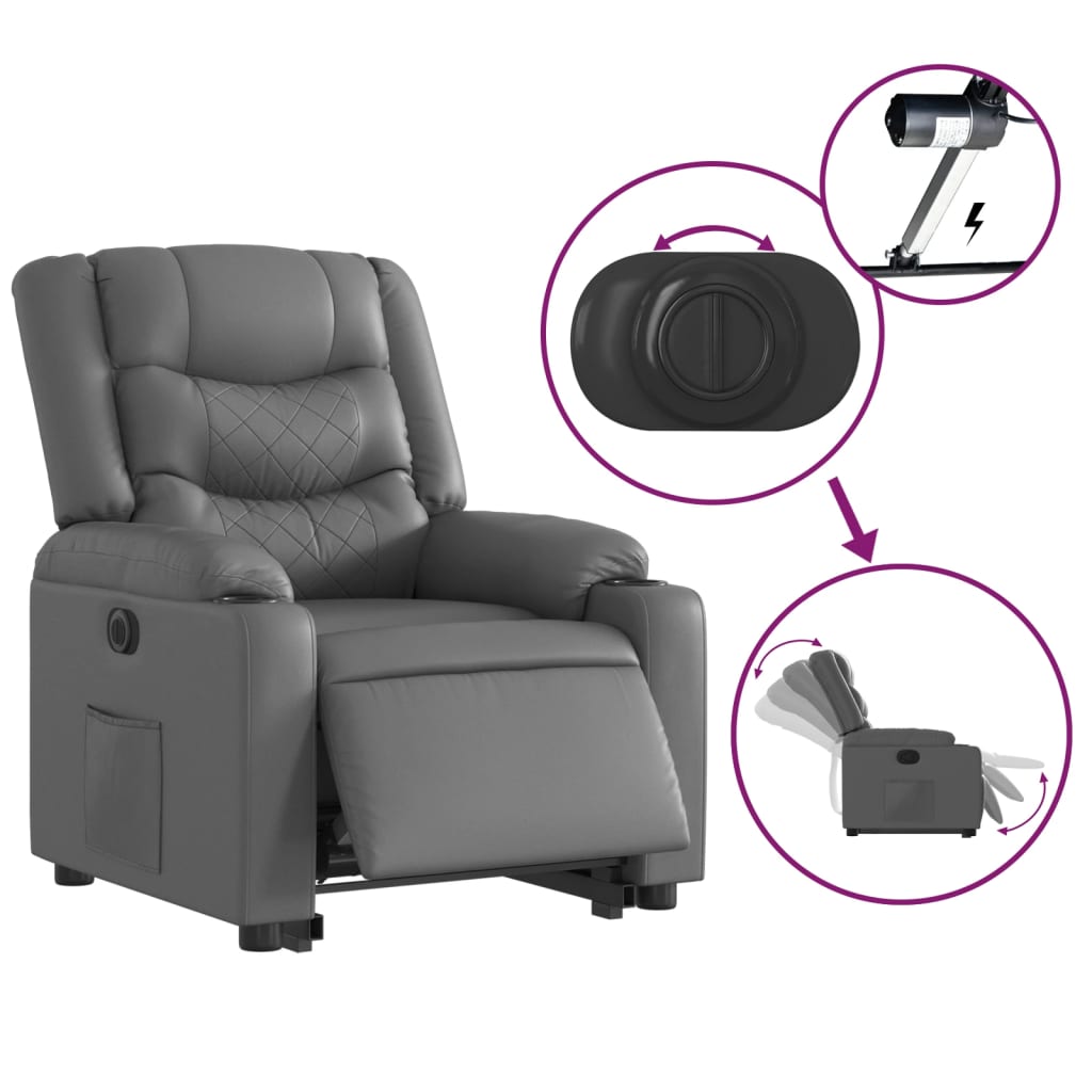 Fauteuil inclinable électrique gris similicuir