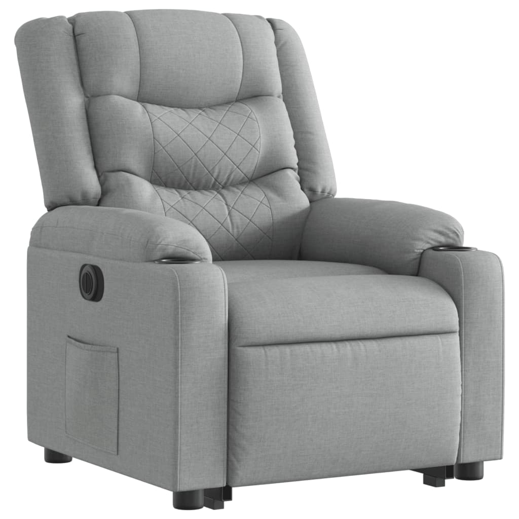 Fauteuil inclinable électrique gris clair tissu