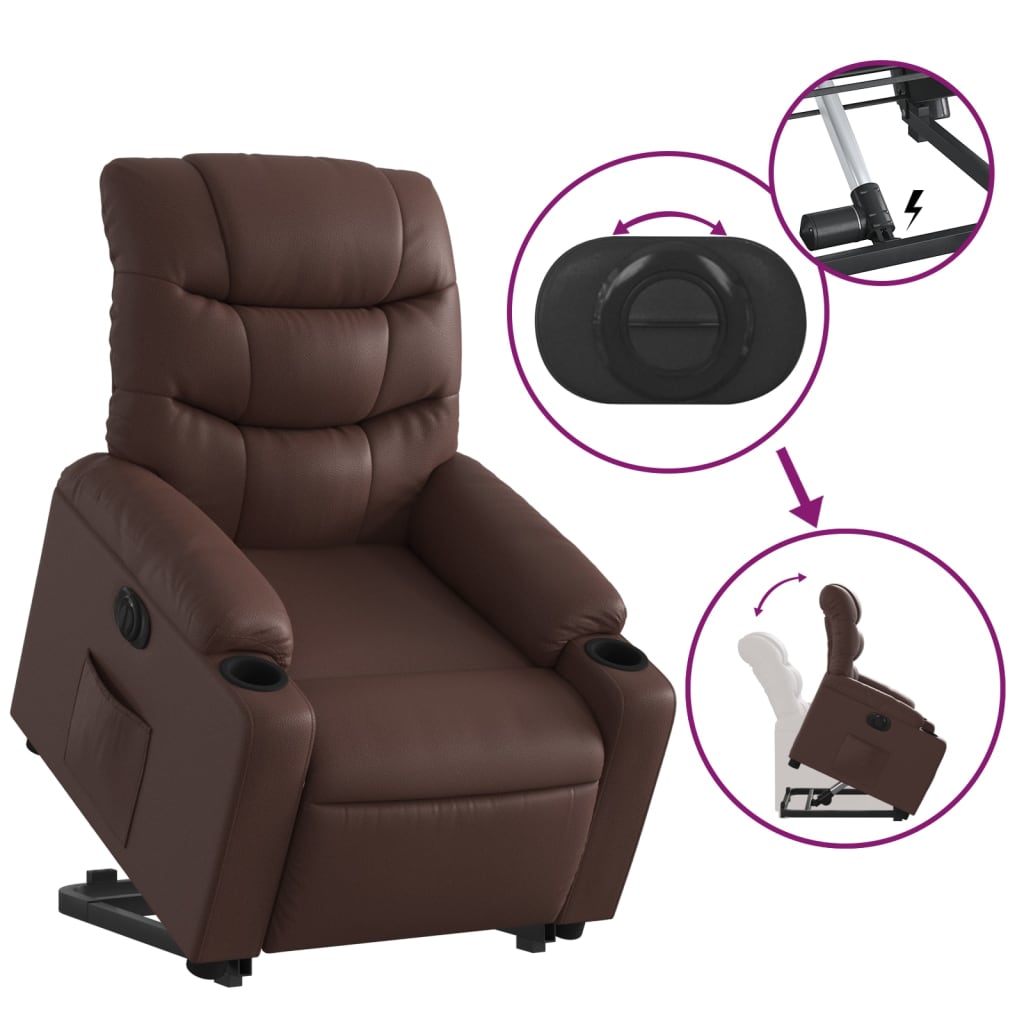 Fauteuil inclinable électrique marron similicuir