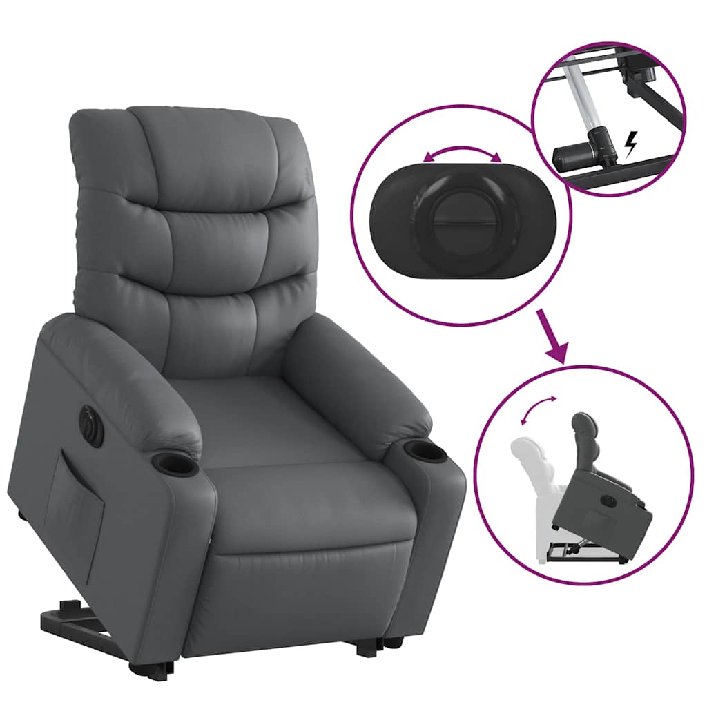 Fauteuil inclinable électrique gris similicuir