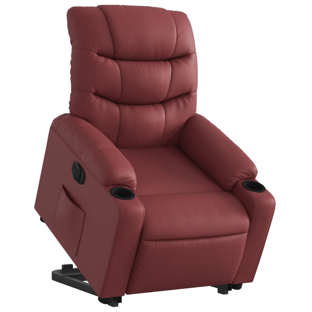 Fauteuil inclinable électrique rouge bordeaux similicuir