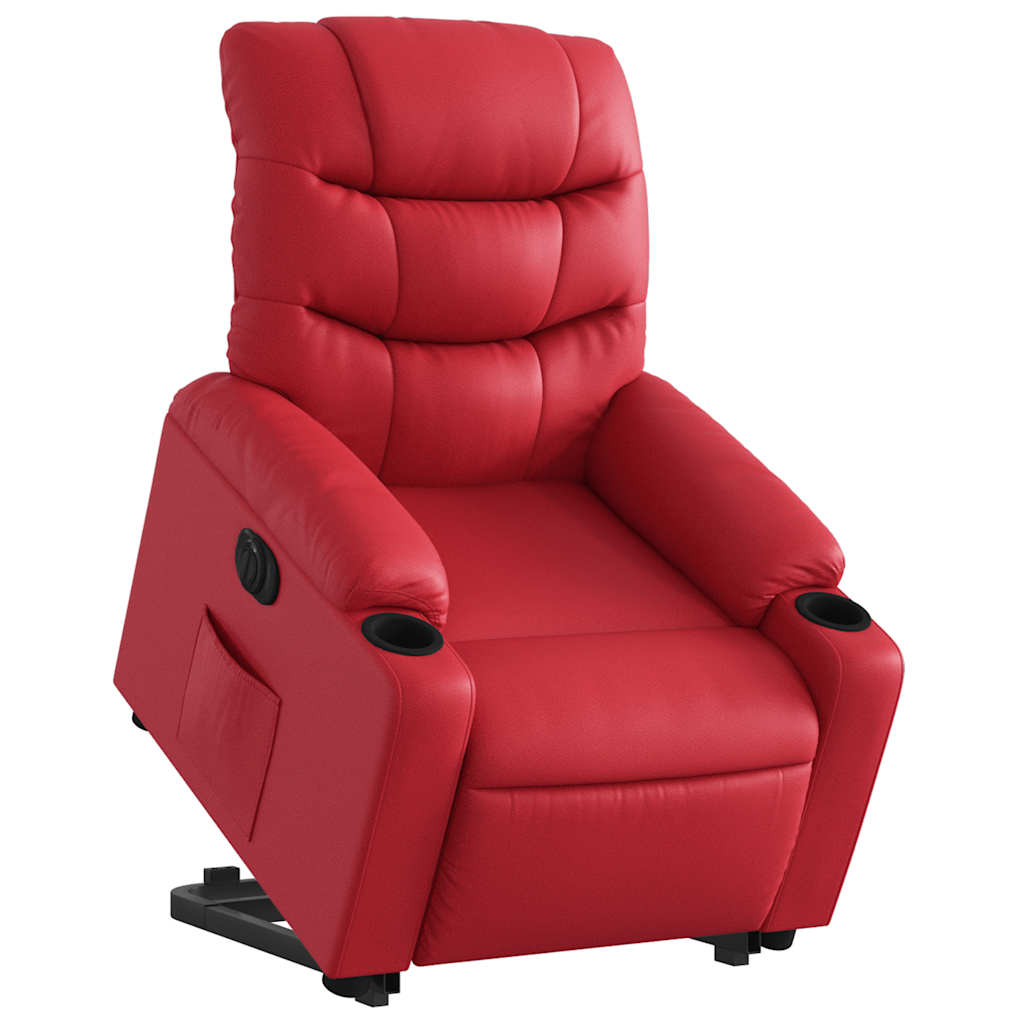 Fauteuil inclinable électrique rouge similicuir