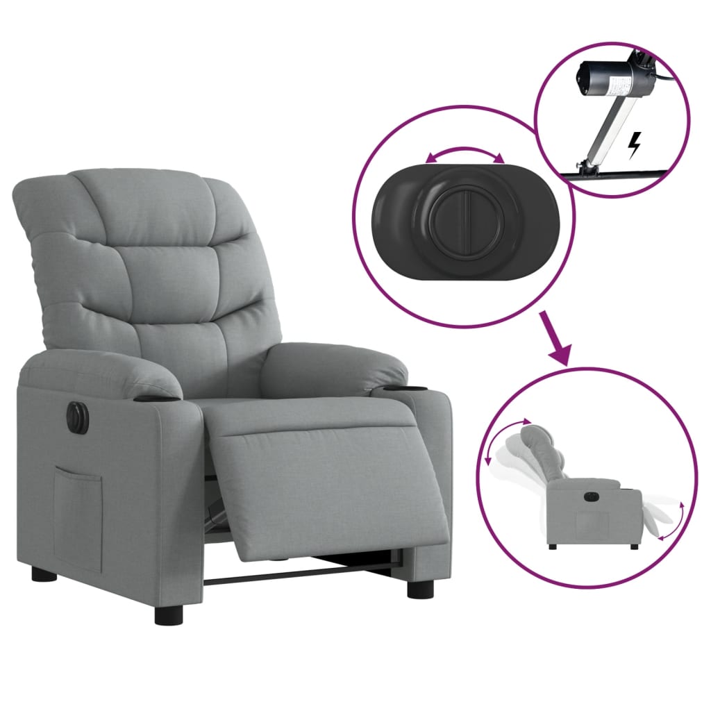 Fauteuil inclinable électrique Gris clair Tissu