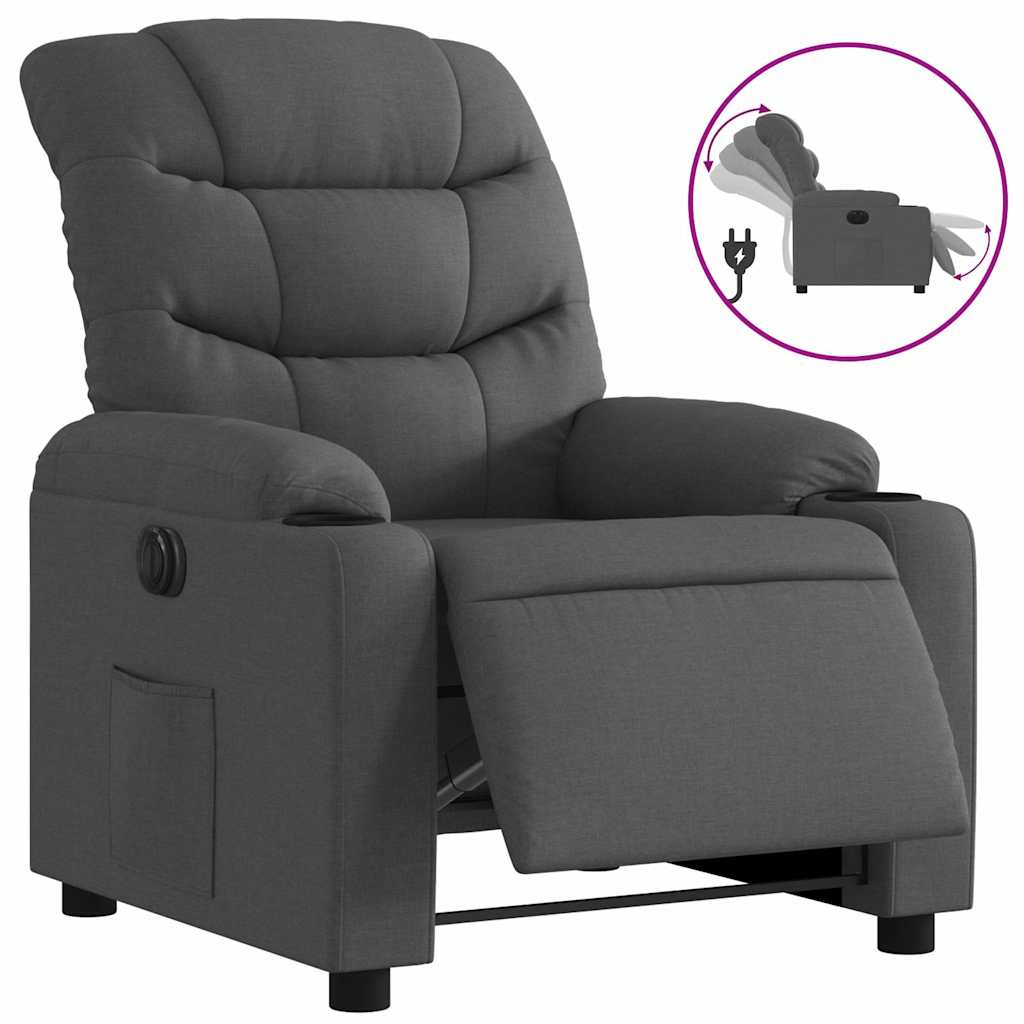 Fauteuil inclinable électrique Gris foncé Tissu