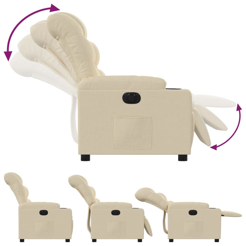Fauteuil inclinable électrique Crème Tissu