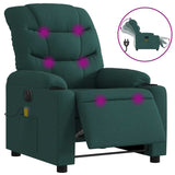 Fauteuil de massage inclinable électrique Vert foncé Tissu