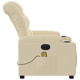 Fauteuil inclinable de massage électrique crème tissu