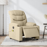 Fauteuil inclinable de massage électrique crème tissu
