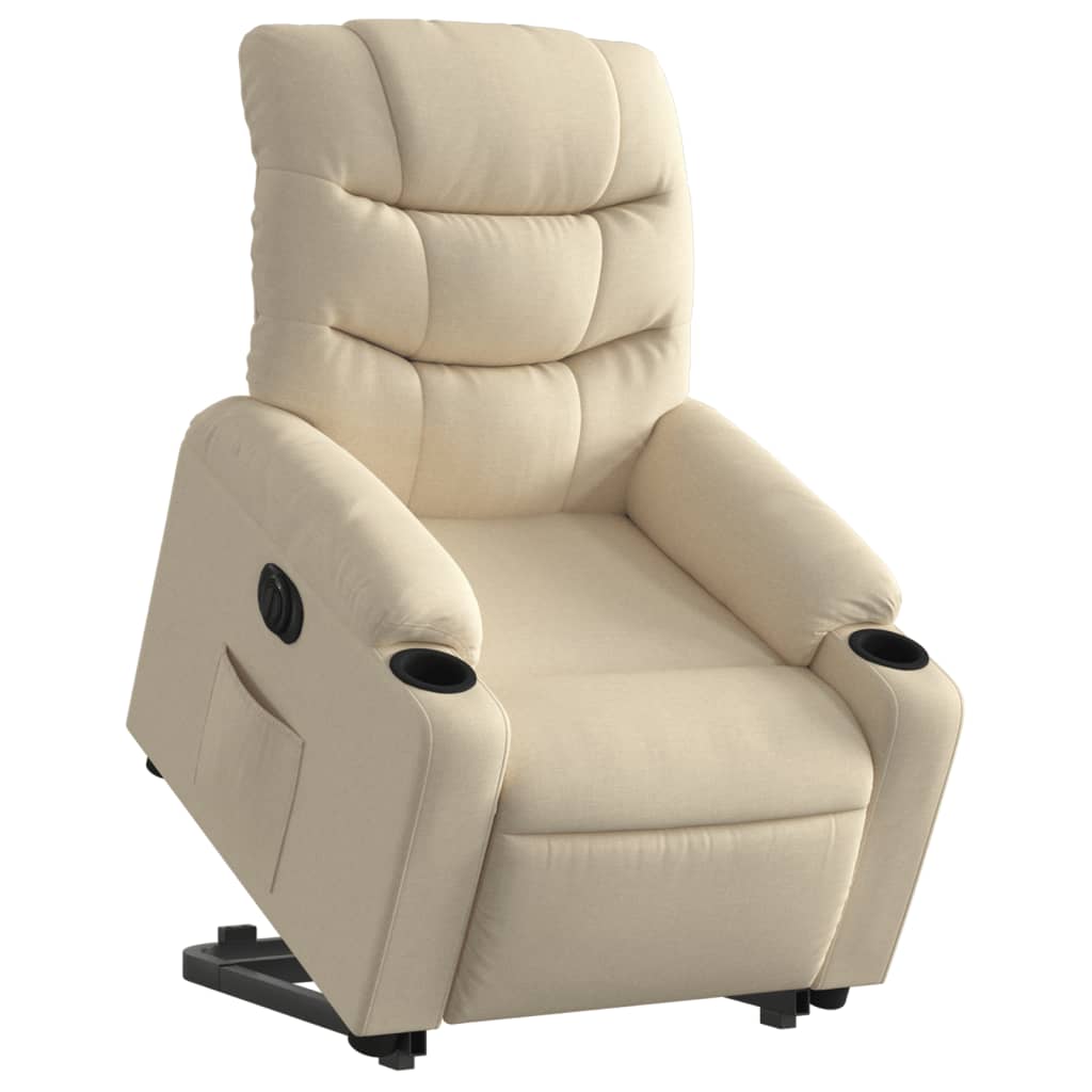 Fauteuil inclinable électrique crème tissu