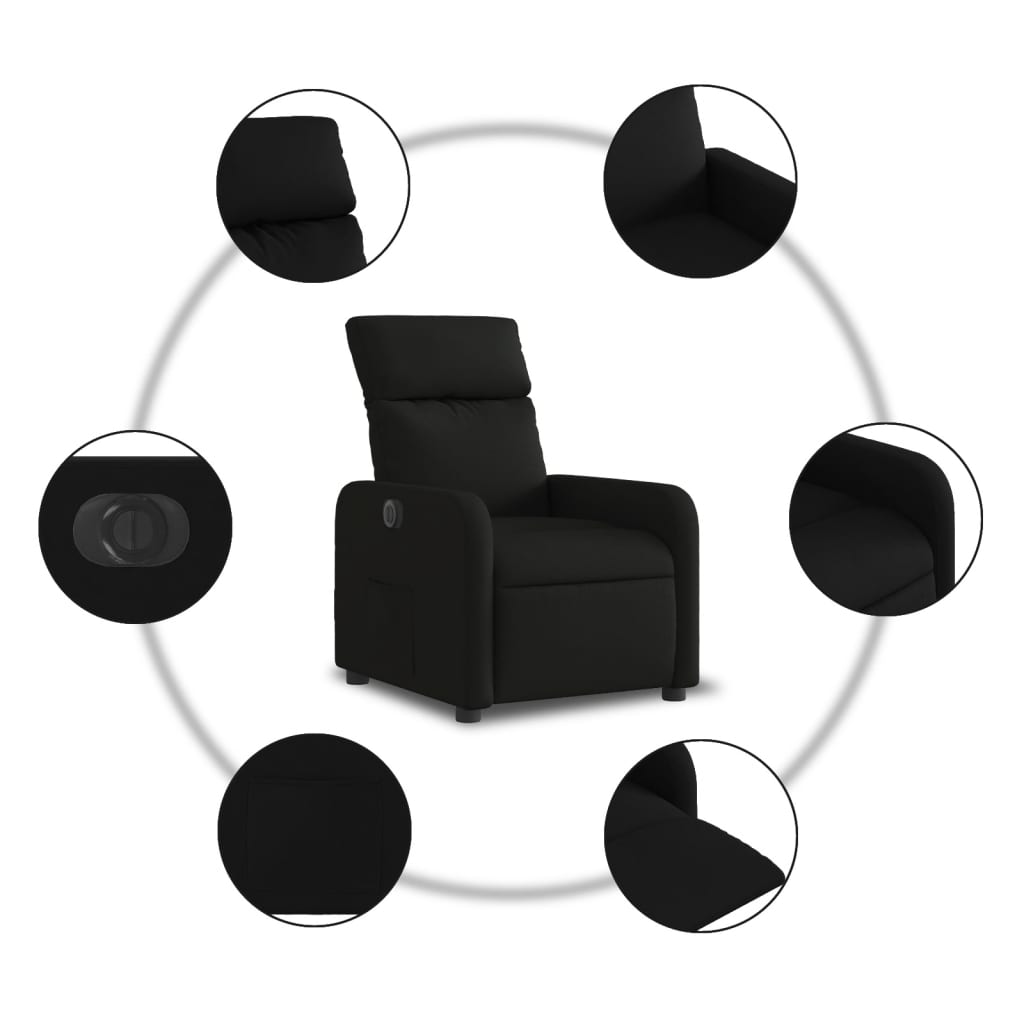 Fauteuil inclinable électrique Noir Tissu