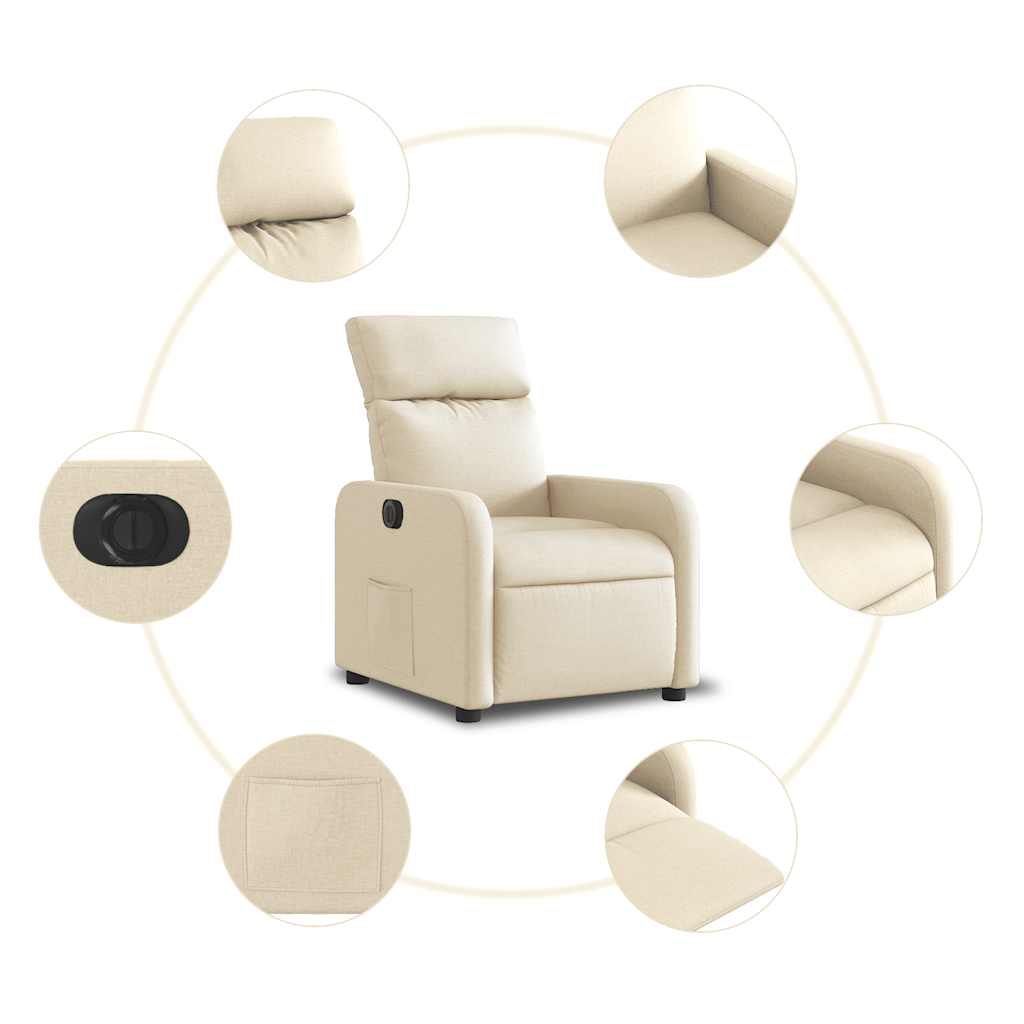 Fauteuil inclinable électrique Crème Tissu
