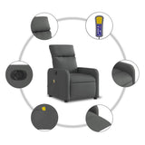 Fauteuil inclinable de massage électrique gris foncé tissu