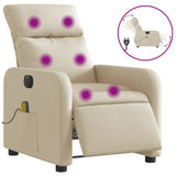 Fauteuil inclinable de massage électrique crème tissu