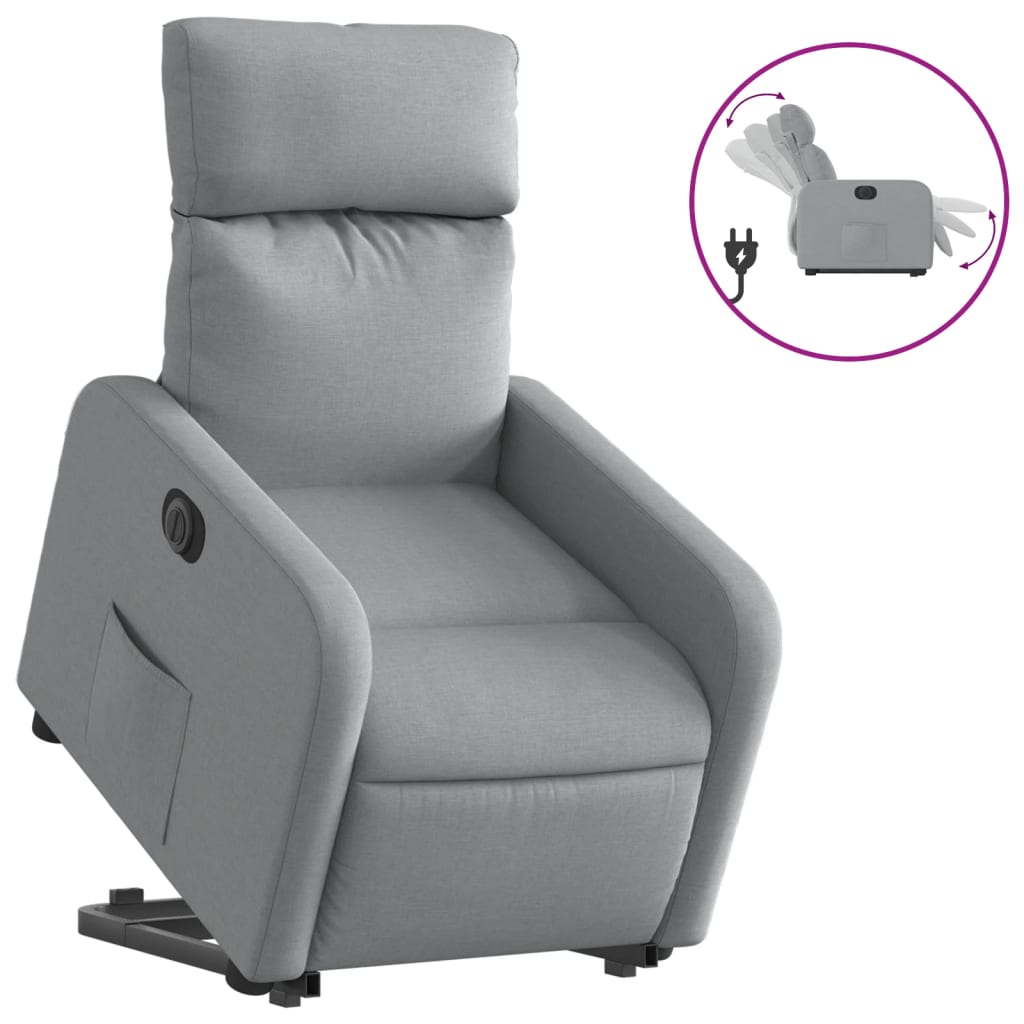 Fauteuil inclinable électrique gris clair tissu