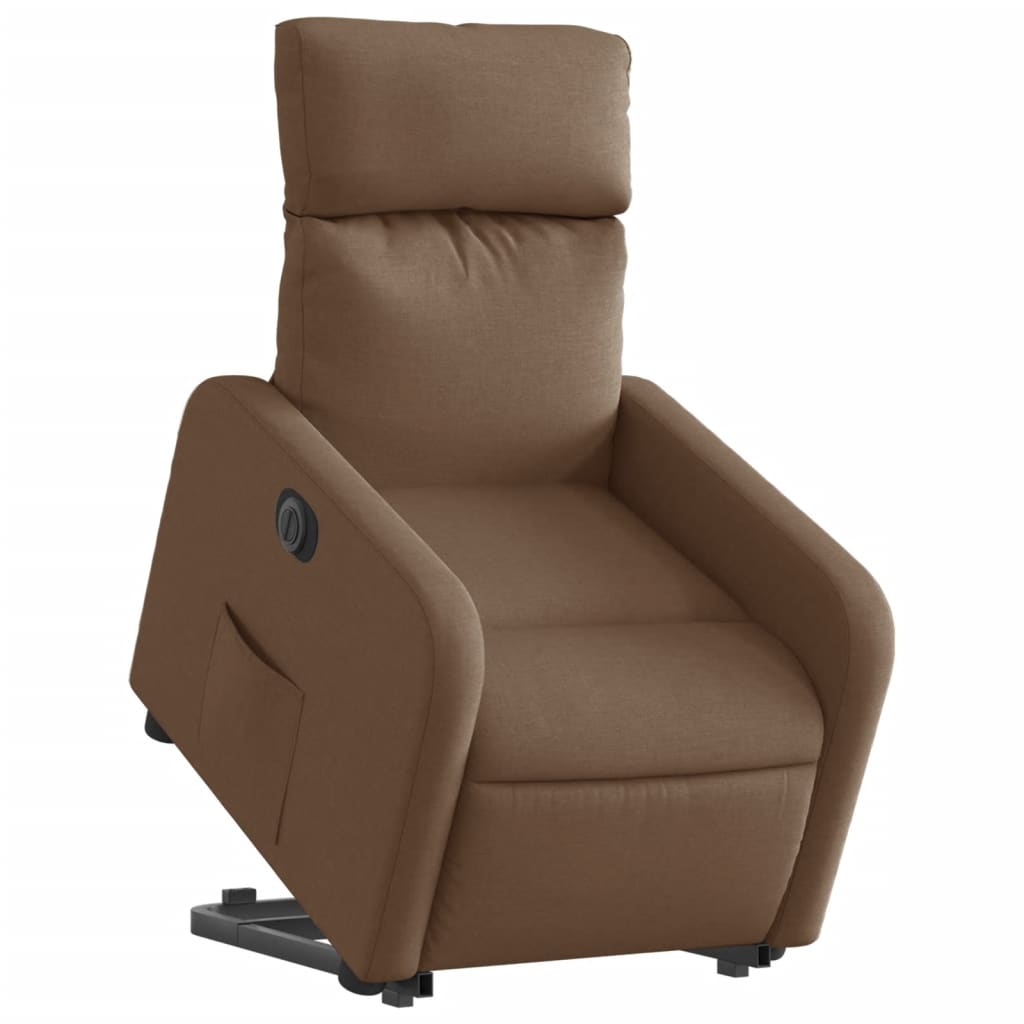 Fauteuil inclinable électrique marron tissu