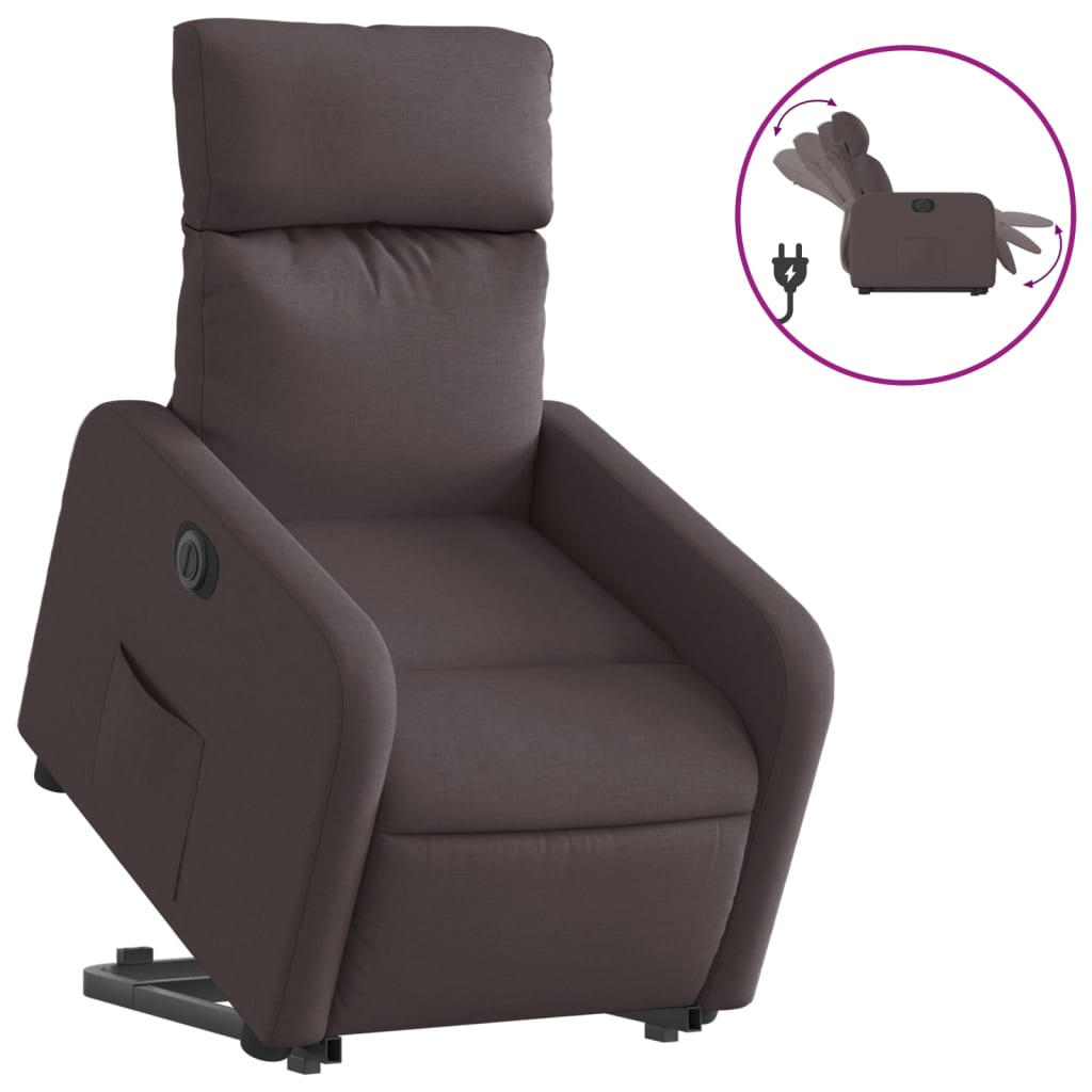 Fauteuil inclinable électrique marron foncé tissu