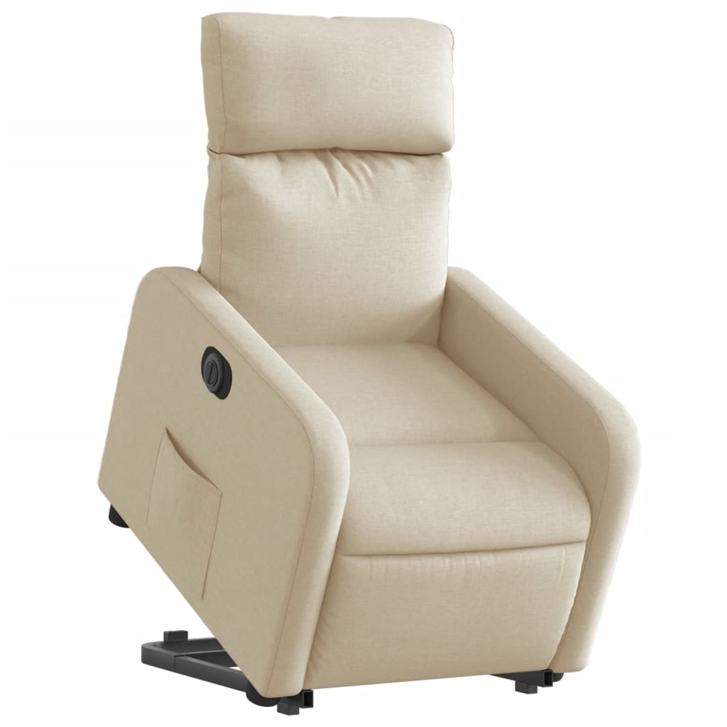 Fauteuil inclinable électrique crème tissu