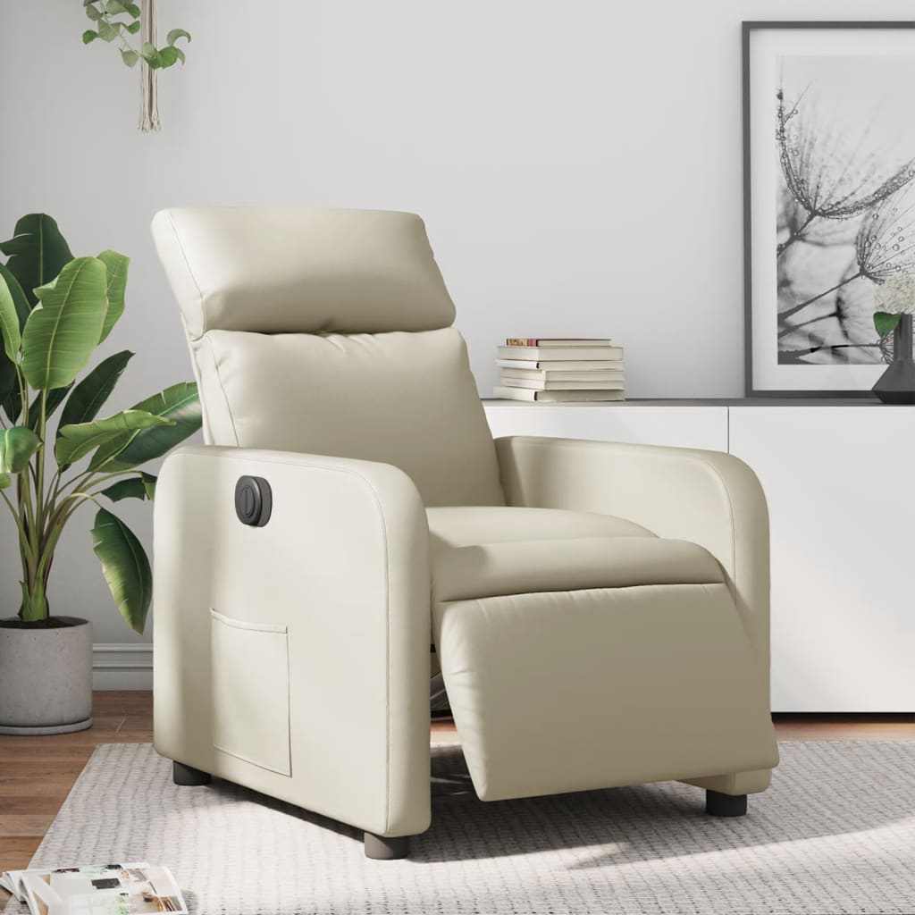 Fauteuil inclinable électrique Crème Similicuir