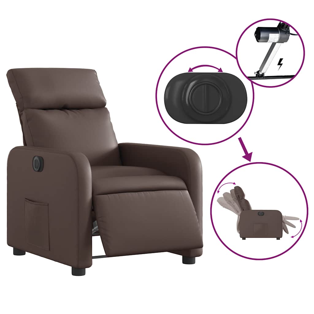 Fauteuil inclinable électrique Marron Similicuir