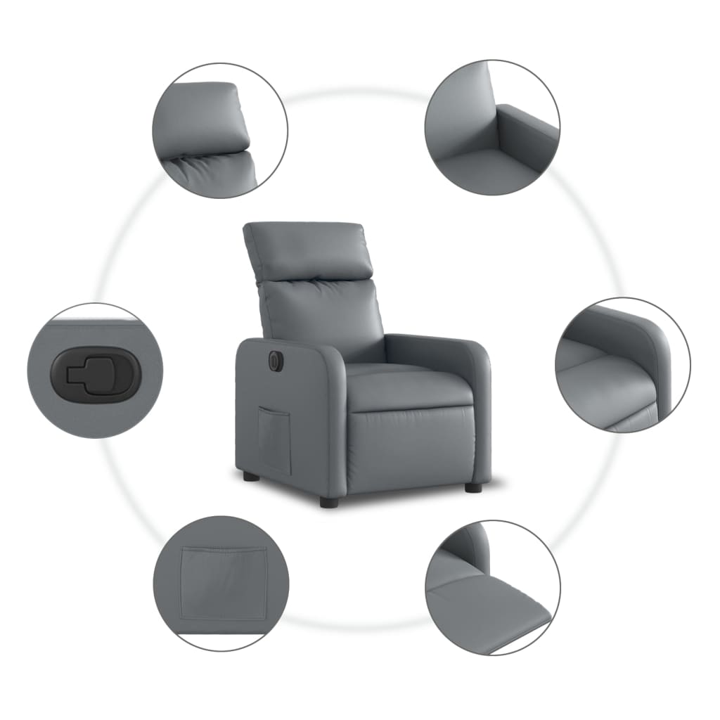 Fauteuil inclinable électrique Gris Similicuir