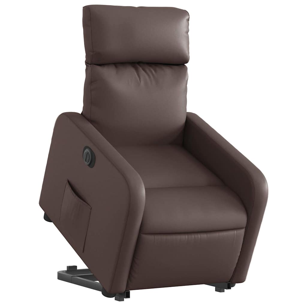 Fauteuil inclinable électrique marron similicuir