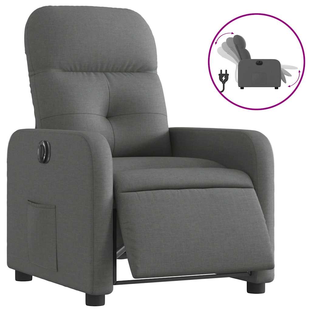 Fauteuil inclinable électrique Gris foncé Tissu