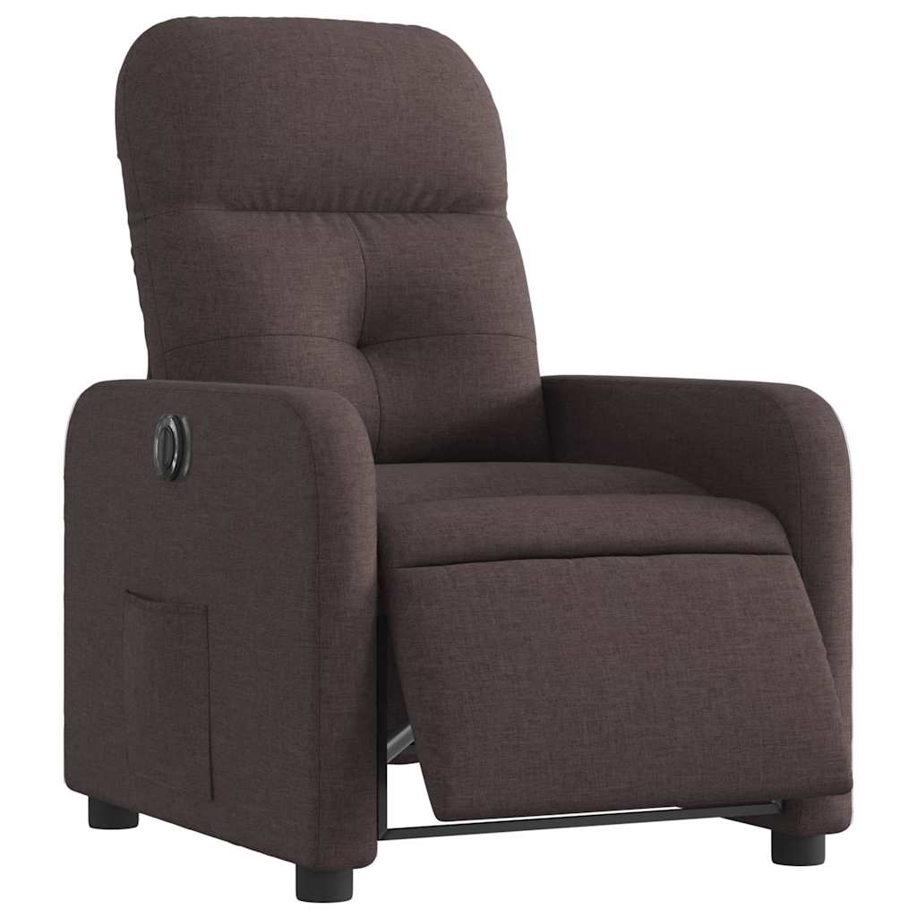 Fauteuil inclinable électrique Marron foncé Tissu