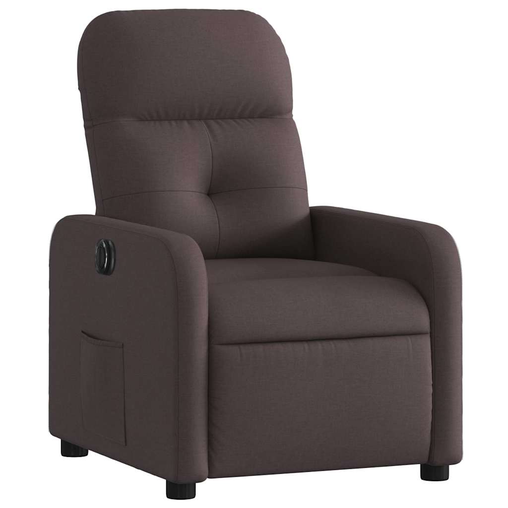 Fauteuil inclinable électrique Marron foncé Tissu