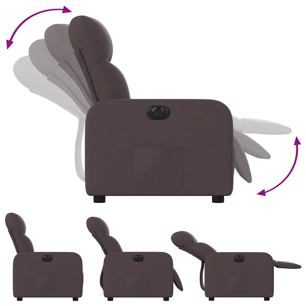 Fauteuil inclinable électrique Marron foncé Tissu