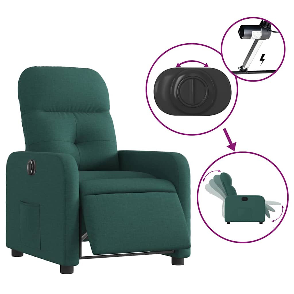 Fauteuil inclinable électrique Vert foncé Tissu