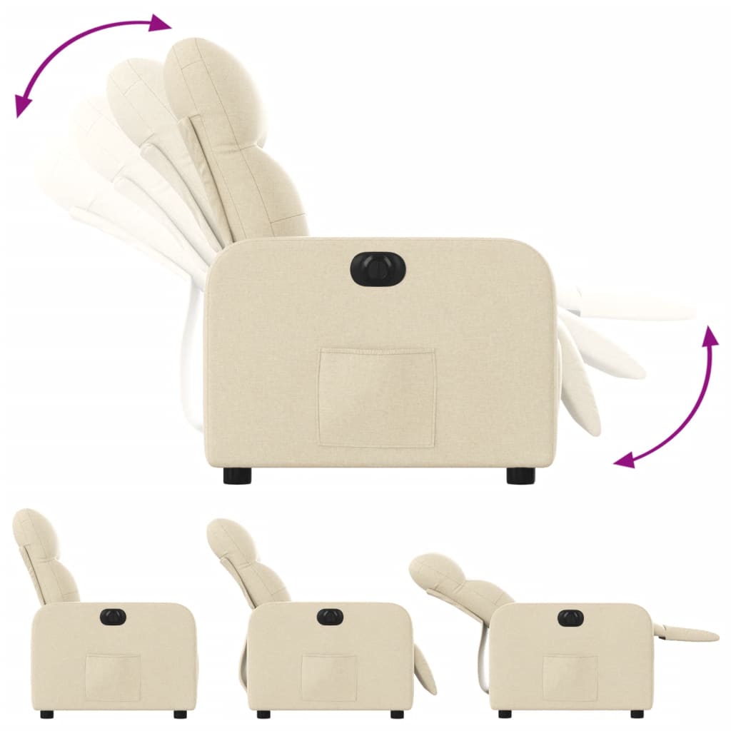 Fauteuil inclinable électrique Crème Tissu