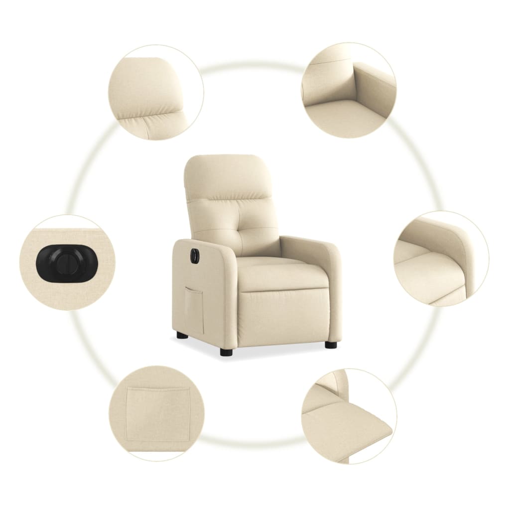 Fauteuil inclinable électrique Crème Tissu